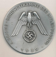 Plakette 4. Reichsschwimmwettkämpfe Der HJ 1939, Ehrenpreis Der Obersten HJ Führung, Herst. Deschler, Br. Ver. D 80mm - Otros & Sin Clasificación