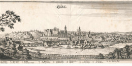 Colditz Kupferstich Um 1730 16,5x41 Cm - Afiches