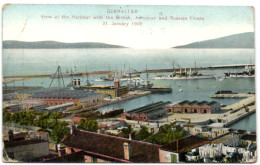 Gibraltar - View Of The Harbour With The Brtish American And Russian Fleets - 31 Januari 1909 - Gibraltar