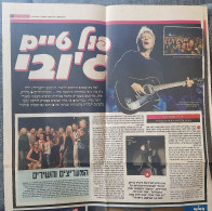 Bon Jovi - Israel Concert 2015 - Hebrew Newspaper Clip - Music