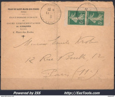 FRANCE PAIRE DE CARNET SEMEUSE N° 137 SUR LETTRE POUR PARIS DU 17/01/1916 - Lettres & Documents