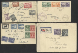 COMMONWEALTH Group Of WWII Censored Covers (4) With 1941 Malta 1½d & 2d Tied 'Birkirkara S.P.O' To USA With 'George Cros - Autres & Non Classés