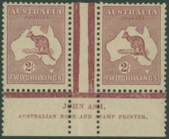 1929-30 Wmk 7 2s Maroon In A John Ash Imprint Pair, M (vertical Crease Through Central Margin), SG.110. (2) Cat. £240+++ - Sonstige & Ohne Zuordnung