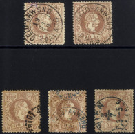 1867 Coarse Printing 50k Brown (SG.AH57a), Five FU Examples Showing Minor Shade Variation, Odd Tones Or Short Perfs. - Andere & Zonder Classificatie