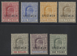 1902 CCA Set, Optd SPECIMEN, Part O.g. (1s - Few Short Perfs), SG.62s/70s, Cat. £300 (7) - Autres & Non Classés