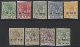 1912-19 CCA Set, Optd SPECIMEN O.g, SG.81s/89s, Cat. £325 (9) - Autres & Non Classés