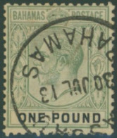 1912-19 MCCA £1 Green & Black VFU, SG.89a. (1) Cat. £375 - Other & Unclassified