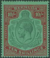 1924-32 MSCA 10s Green & Red On Deep Emerald Showing The 'broken Crown & Scroll' Variety, M (centred Low, Slightly To Ri - Other & Unclassified