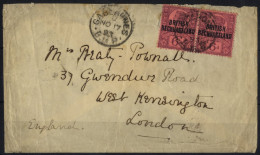 1893 (17 Nov) Double Rate Envelope To London, Bearing 1891 6d Pair Sharing 'GABERONES/B.P.P' C.d.s With Another Strike A - Sonstige & Ohne Zuordnung