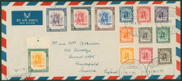 CYRENAICA 1950 Defin Set Complete (SG.136/148) On An Airmail Envelope To England, Cancelled BENGAZI 16.1.50 (first Day O - Other & Unclassified