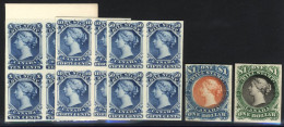 REVENUES 1865 FEDERAL BILL 10c, 40c & 50c Blue Imperf Plate Proofs In Issued Colours On Card From Blocks Of Four Van Dam - Andere & Zonder Classificatie