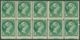 1870-90 2c Grass Green, Fresh M Block Of Ten, Full O.g (8x UM), High Centring, SG.78. (10) Cat. £600++ - Other & Unclassified