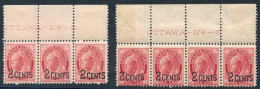 1899 2c On 3c Carmine Top Marginal Strip Of Three From Pl.5, Accompanied By Top Marginal Strip Of Four From Pl.6, Both F - Andere & Zonder Classificatie