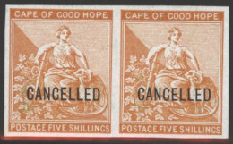 1871 5s Plate Proof In Yellow-orange In Imperf Pair On Thick, Glazed Paper O/pt Cancelled. Fine. - Andere & Zonder Classificatie