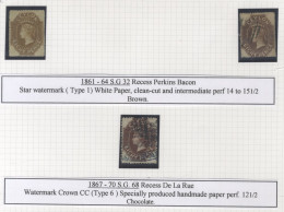 1857-70 Perkins Bacon Imperf & Perf Collection, On Written Up Display Leaves, Comprising Imperf 1d (9), 2d (10), 5d, 6d  - Altri & Non Classificati