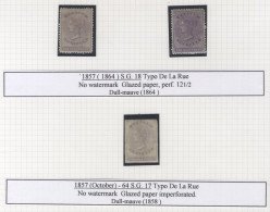 1857-90 M & U Collection, Incl. 1857 ½d Imperf Unused (Cat. £130), 1864 ½d (2) M (Cat. £500), 1866-68 3d Perf 12½ (2) U  - Andere & Zonder Classificatie