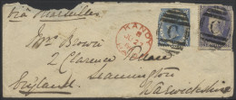 1869 Envelope To Leamington, Warwicks, Franked 1d Blue, SG.61 (fault) & 1s Reddish Violet, SG.71b, Both Cancelled & Tied - Altri & Non Classificati