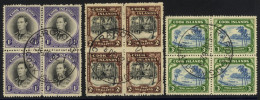 1944 Pictorial Defins 1s To 3s In VFU Blocks Of Four, Each Very Fine C.d.s. For 5.DEC.62, SG.143/5, Cat. £400++ - Other & Unclassified