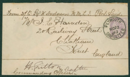 BRITISH FORCES IN EGYPT 1882 1d Concessionary Rate Envelope To Kent Endorsed 'From 37 Co. Sgt. W. Anderson R.M.L.I Port  - Other & Unclassified