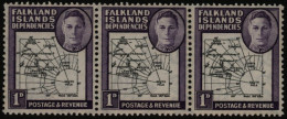 1946 Thick Map 1d On Strip Of Three Incl. 'extra Dot By Oval' Variety, SG.G2/G2d. (3) Cat. £182+ - Otros & Sin Clasificación