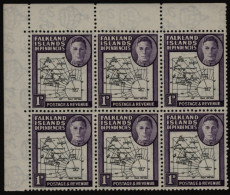 1946 Thick Map 1d Upper Left Corner UM Marginal Block Of Six Incl. 'missing I' Variety, SG.G2/G2. (6) Cat. £176. - Sonstige & Ohne Zuordnung