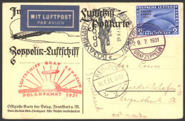 1931 Polar Flight 2m Blue On Printed Commem Card, Tied 'Luftschiff Graf Zeppelin 29 7 31' Cancel And With 'Polar Flight  - Andere & Zonder Classificatie