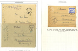 THIRD REICH Military Feldpost: Group Of Feldpost Items On Leaves Incl. Unusual Incl. Printed Envelopes, 'SS Feldpost' H/ - Otros & Sin Clasificación