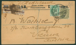 1912 Envelope Reg To Austria, Bearing KEVII ½a & 4a, Tied By 'DARJEELING-CHOWRASTA' D/stamp. Darjeeling Later Became The - Andere & Zonder Classificatie