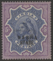 NABHA 1895 O/pt 5r Ultramarine & Violet, M (a Fine Example), SG.33, Cat. £275. - Autres & Non Classés