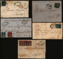 TUSCANY 1852-56 Entires (5), Addressed To Naples & All Bearing Adhesives, Mixed Condition. - Other & Unclassified