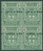 1916 ½d Blue Green Optd 'War Stamp' Type 19 Showing Inverted Overprint In A M Block Of Four, SG.68c (4) - Autres & Non Classés