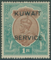 1923-24 Officials 1r Orange Brown & Deep Turquoise Green Showing The 'overprint' Double, One With 'albino' Variety, Fine - Other & Unclassified