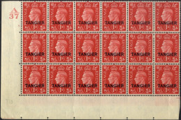 TANGIER 1938 1d Scarlet Lower Left Corner Marginal Control (A/37) Cylinder 3 (dot) Block Of Eighteen, UM, SG.246, Cat. £ - Autres & Non Classés