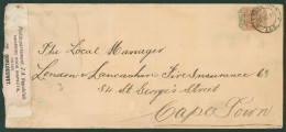 BOER WAR 1899 Long Bank Envelope To Cape Town With A Transvaal 2d Cancelled LYDENBURG 12 OCT 99. This Was Posted The Day - Autres & Non Classés