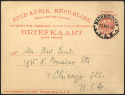 BOER WAR 1900 (20 Aug) 1d Red Cards (2) To Komatipoort And To USA, Both Cancelled By 'MACHADODORP/Z.A.R' Double Ring D/s - Andere & Zonder Classificatie