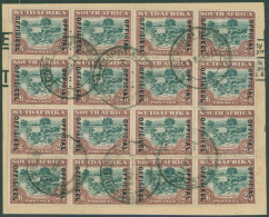 OFFICIALS 1934 2/6d Green & Brown, 21mm Between Lines Of Overprint, Used Block Of Sixteen On Piece, Cape Town 13.MAR.34  - Other & Unclassified