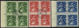 1924 50th Anniv Of UPU 1k, 2k & 5k (three Top Vals) Each A VFU Block Of Four, The 1k & 5k Vals Are Left Side Marginals & - Other & Unclassified