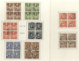 1924-1976 Collection On Leaves Comprising Used Blocks Of Four, Incl. 1924 Wembley (& 1925 1d), 1934 Re-engraved 2/6d & 1 - Other & Unclassified