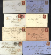 BRISTOL QV 1d Red Covers Incl. 1864-68 Attractive Trio To France (2) Or Spain, 1867 Redirected Item With Uncommon 'CH' H - Other & Unclassified