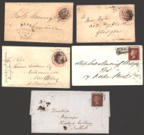 1843 1d Pink Envelopes (3) Each Cancelled By A Black MC From Glasgow, Kirkcudbright & Markinch, Also 1d Stars Covers (2) - Sonstige & Ohne Zuordnung