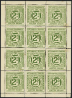 NORTHAMPTON AND BANBURY JUNCTION RAILWAY 1891 2d Yellowish Green Complete UM Sheet Of Twelve, Odd Minor Edge Tones. LS1. - Andere & Zonder Classificatie