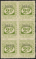 LANCASHIRE, DERBYSHIRE AND EAST COAST RAILWAY 1902 2d Yellow Green Block Of Six (controls 1609/18) Fine M. LS4. - Sonstige & Ohne Zuordnung