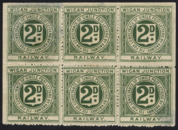 WIGAN JUNCTION RAILWAY 1904 2d Light Grey Green, Unused Block Of Six (paper Thinning Affecting Four) LS2. Cat. £425+ Sca - Autres & Non Classés