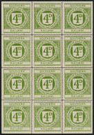 SOUTHERN RAILWAY 1925 4d Green M Grey Paper P.14 Complete Sheet Of Twelve UM, Few Bends On Lower Row. R.L.S. - Andere & Zonder Classificatie