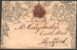 1841 Feb One Penny Envelope, Stereo A144, Forme 2 From Royston, Hertfordshire To Hertford, Cancelled By A Bold Red MC. - Altri & Non Classificati
