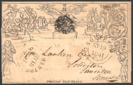 1841 May 19th One Penny Letter Sheet Displaced Stereo A68, Forme 3 To Somerton, Somerset, Cancelled Black MC, Obverse Be - Otros & Sin Clasificación