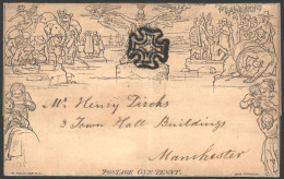 1841 Oct 20th One Penny Letter Sheet, Stereo A35, Forme 3 From Liverpool To Manchester, Cancelled By A Fine Bold Black M - Otros & Sin Clasificación