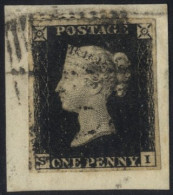 Plate 4 SI Intense Black, Four Margin Example Tied To A Small Piece By 1844 Type Scottish Cancel. Spec.AS22za, Cat. £180 - Other & Unclassified