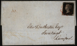 1840 Sept 26th Entire From Carnarvon To Liverpool, Franked Pl.5 GC, Three Margins, Tied Very Fine Red MC. (1) - Other & Unclassified