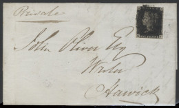 1841 June 3rd Entire From Jedburgh To Hawick, Franked Pl.5 QJ, Three Margins, Cancelled Slightly Smudged Black MC, B/sta - Sonstige & Ohne Zuordnung